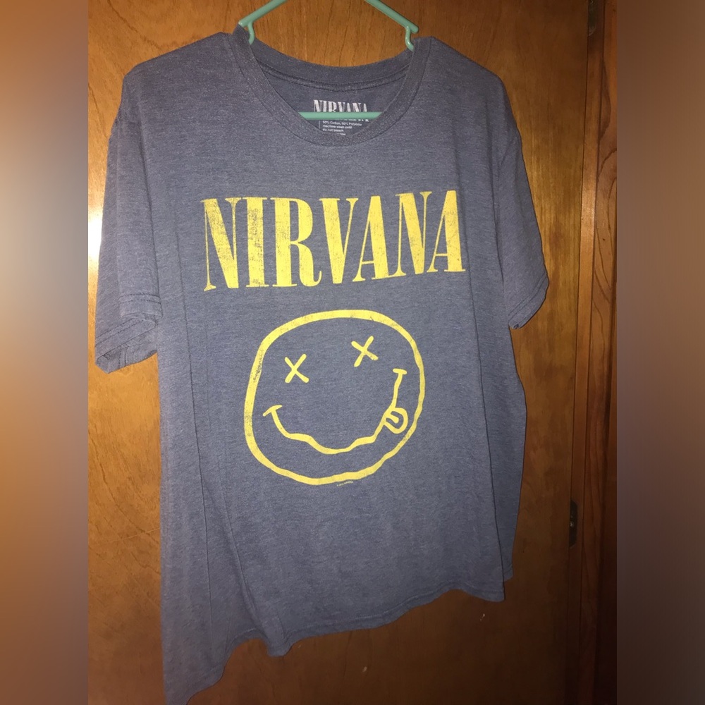Nirvana Gray Tee with Yellow Logo Size L Large